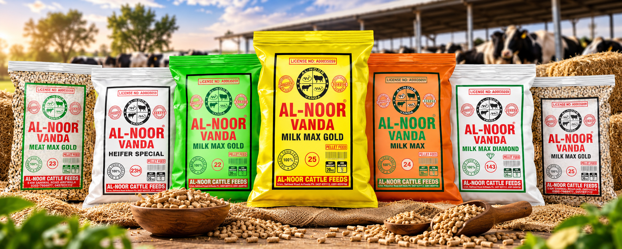 The complete Al-Noor Vanda feed range supplied by Khan Traders